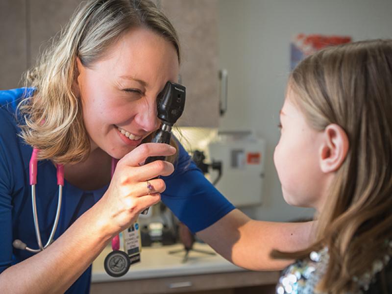 Dr. Sarah O'Connell with patient